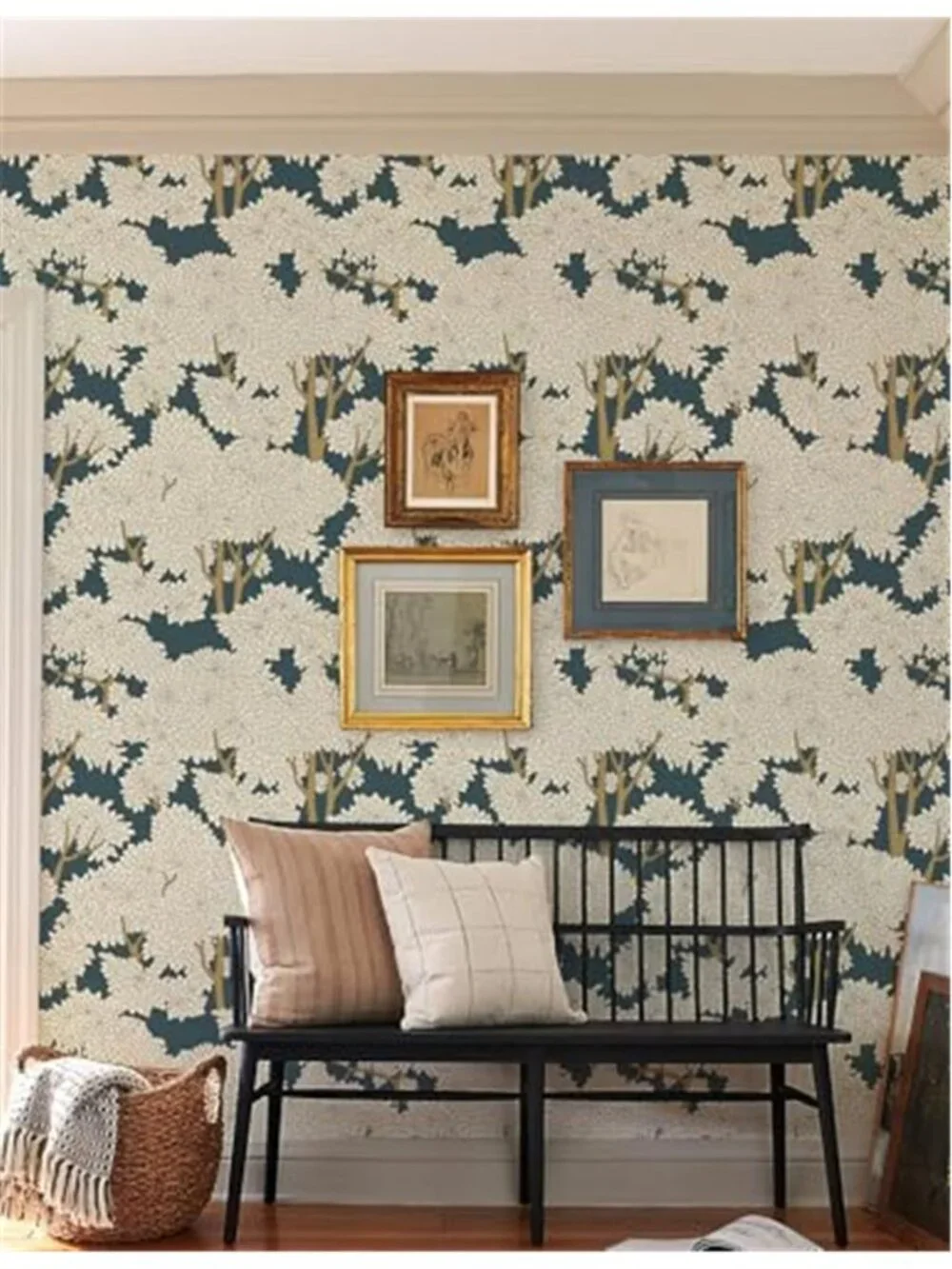 Peel Stick Wallpaper Forest Tree Wallpaper Vinyl Wall Covering Blue Nature